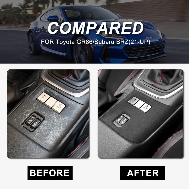 KUNGKIC لسيارة Toyota GR86 Subaru BRZ 2023 2022 2021 2024 غطاء أزرار التحكم في تسخين المقعد لوحة وحدة التحكم المركزية ملصق ألكانتارا الإيطالي ملحقات داخلية باللون الأسود - Image 2